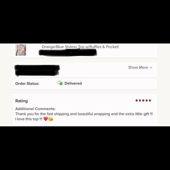 1 left! Orange/Blue Slvless Top w/Ruffles &Pocket! - Picture 5 of 6